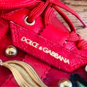 Dolce & Gabbana Red Sneakers with Gold Accents